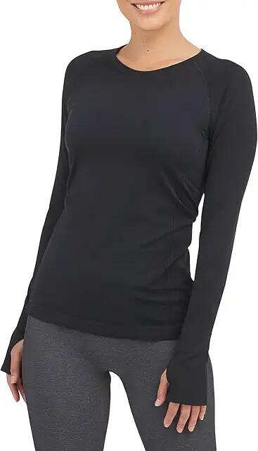 Spanx Spanx Lamn Active Seamless Long Sleeve Tee (Very Black) Women's Clothing Cover