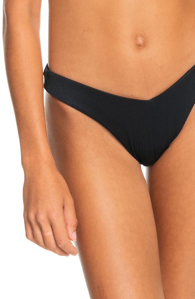 Rib Roxy Love High Leg Cheeky Bikini Bottoms in Anthracite Cover