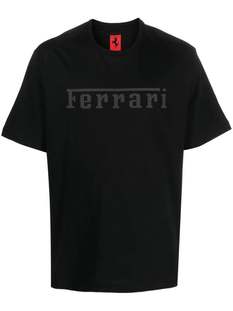 Ferrari logo-silicone print cotton T-shirt - Black Cover