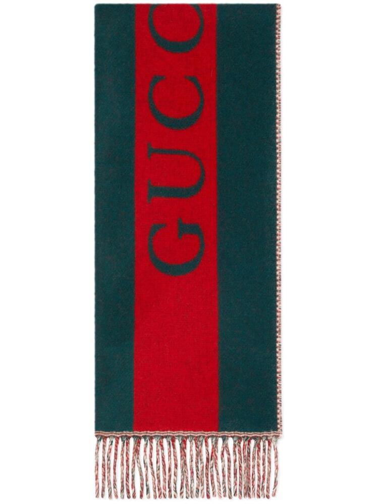 Gucci logo-jacquard Web-stripe scarf - Green Cover