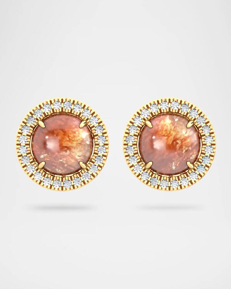 Jamie Turner 18K Gold Aurora Stud Earrings with Sunstone and Diamonds Cover