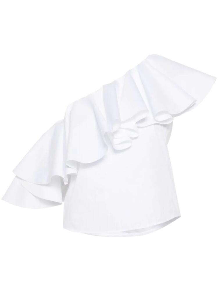 Giambattista Valli asymmetric shoulder cotton blouse - White Cover