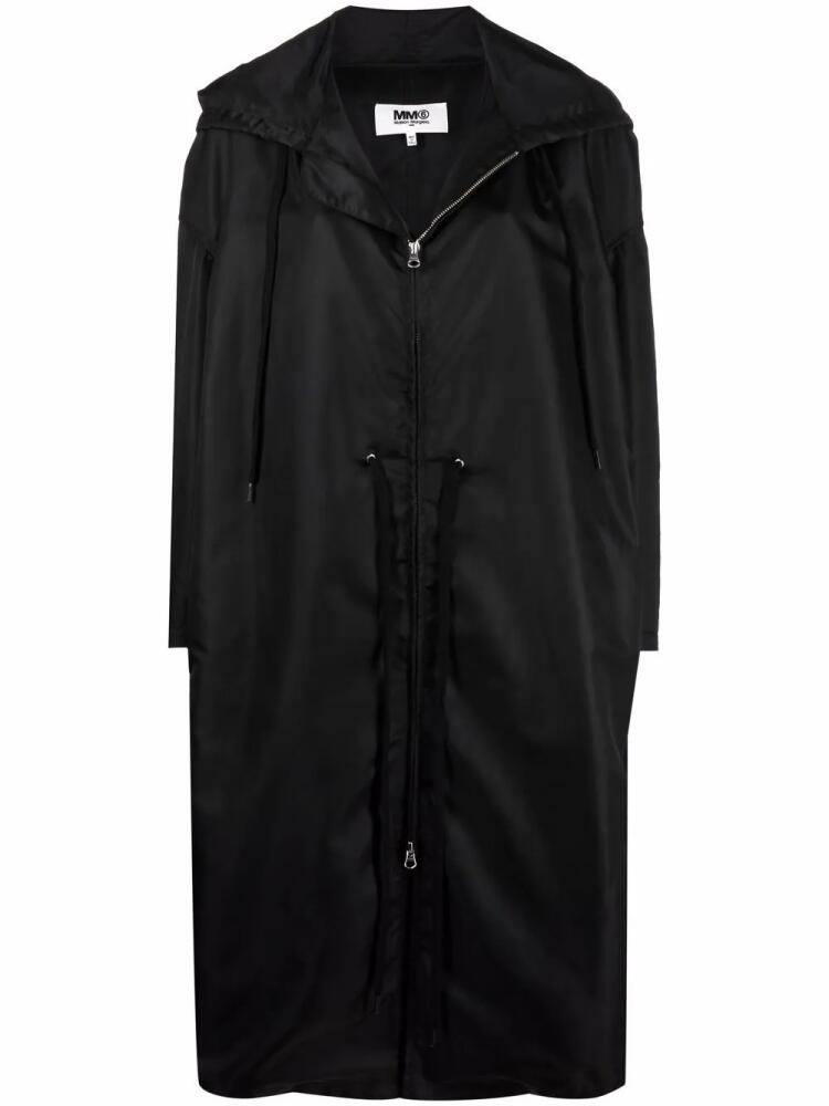 MM6 Maison Margiela drawstring-waist hooded coat - Black Cover