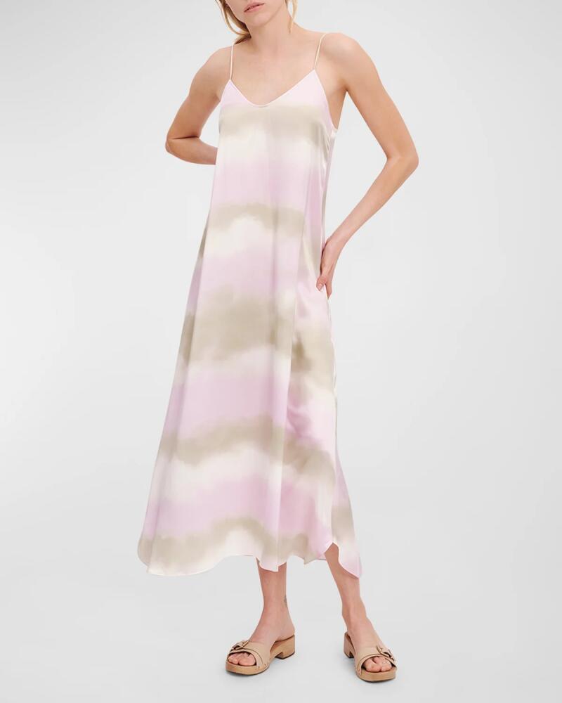 ATM Anthony Thomas Melillo Watercolor Stripe Silk Charmeuse Sleeveless Maxi Dress Cover