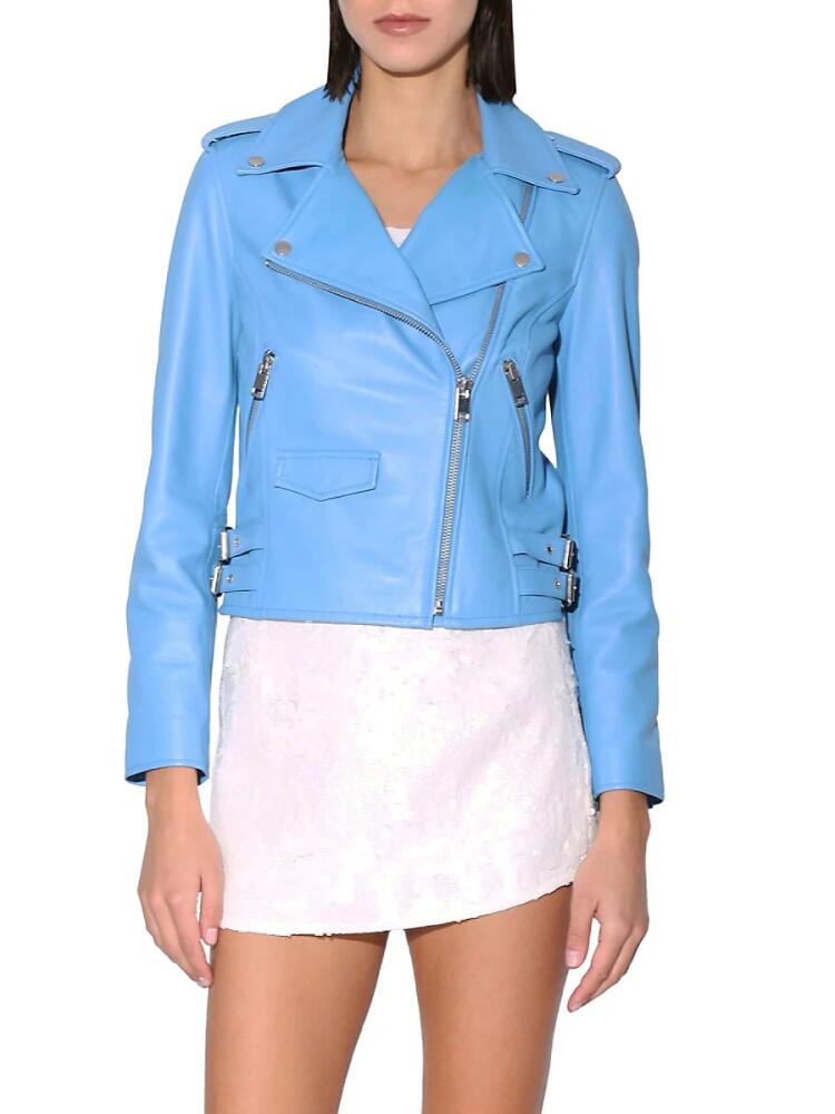 Walter Baker Women's Liz Leather Moto Jacket - Blue Cover