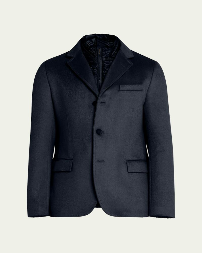 Herno Men's Cashmere Blazer with Nylon Wind Guard Cover