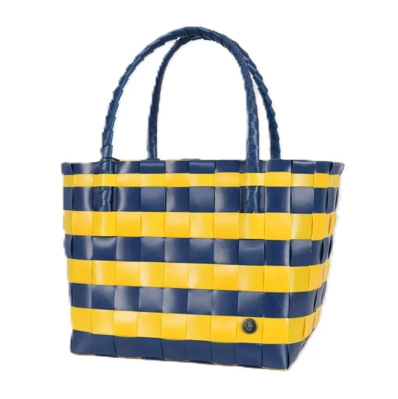 Handed By Paris Spirit Recycled Tote Bags in Blue/maize Stripes Cover