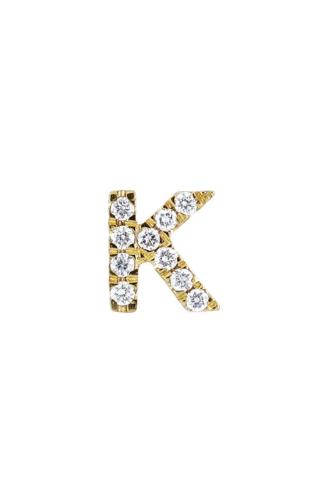 Bony Levy Icon Diamond Initial Single Stud Earring in 18K Yellow Gold - K Cover