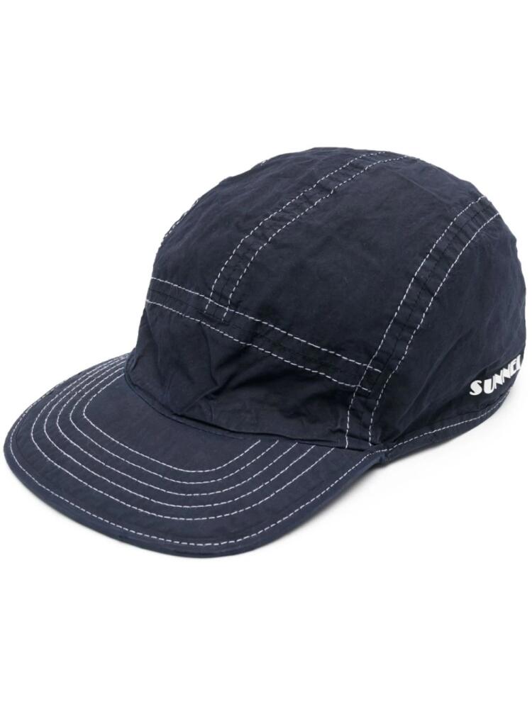 Sunnei contrast-stitch cotton cap - Blue Cover