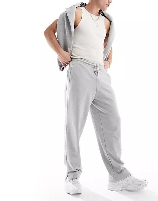 Pull & Bear wide leg sweatpants in heather gray Cover