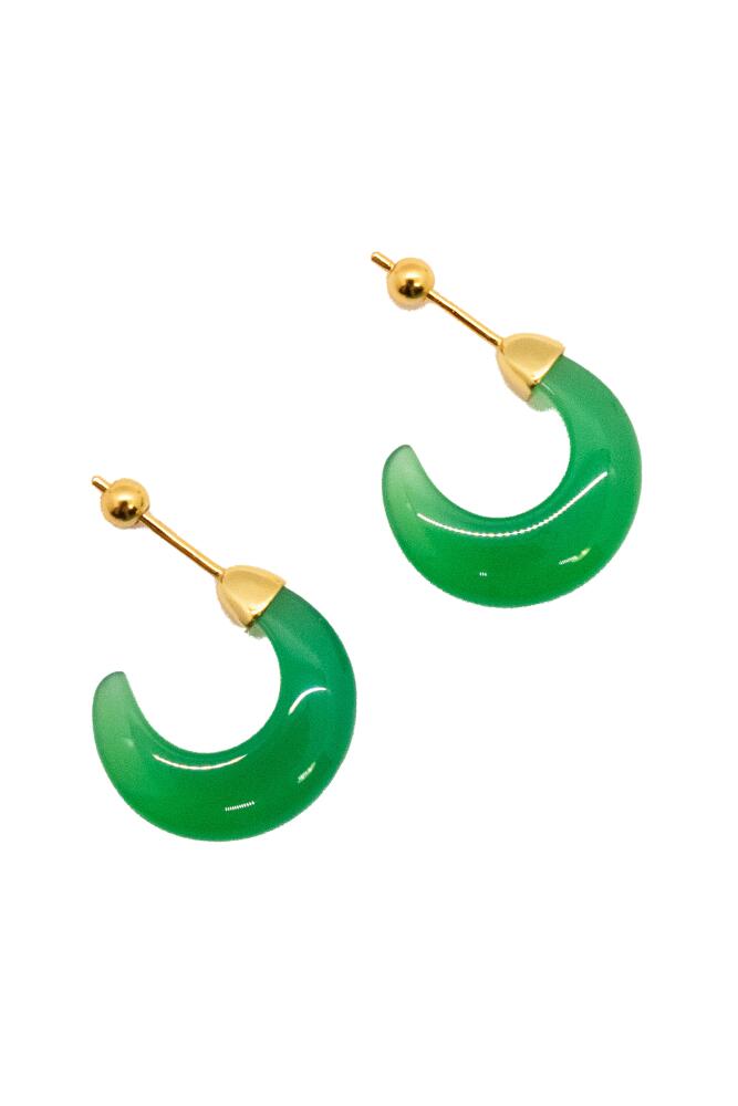 seree Half moon Green chalcedony earrings in Bright Green Cover