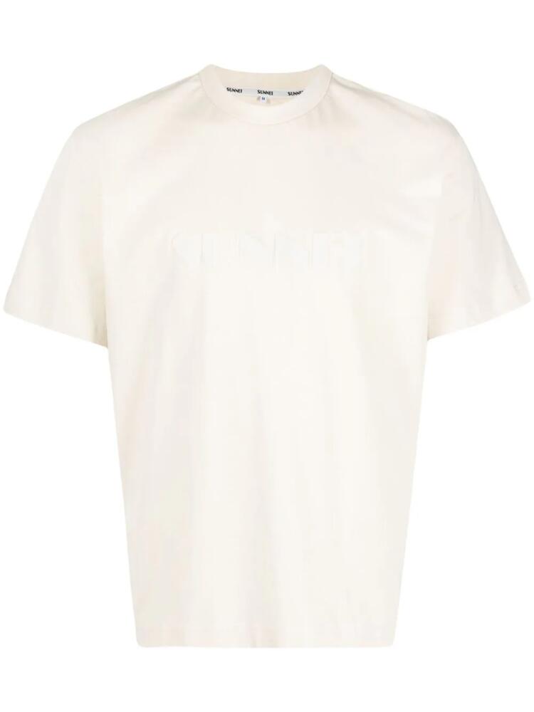 Sunnei logo-print cotton T-shirt - Neutrals Cover