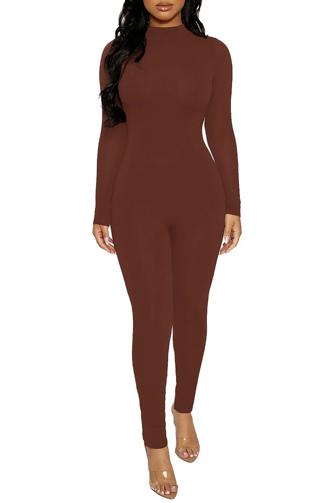 Naked Wardrobe The NW Jumpsuit in Chocolate Cover