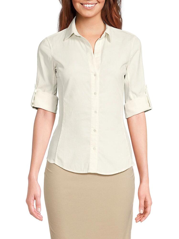 James Perse Women's Corduroy Panel Supima Cotton Blend Shirt - Alabaster Cover