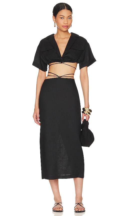 L'Academie Julia Midi Dress in Black Cover