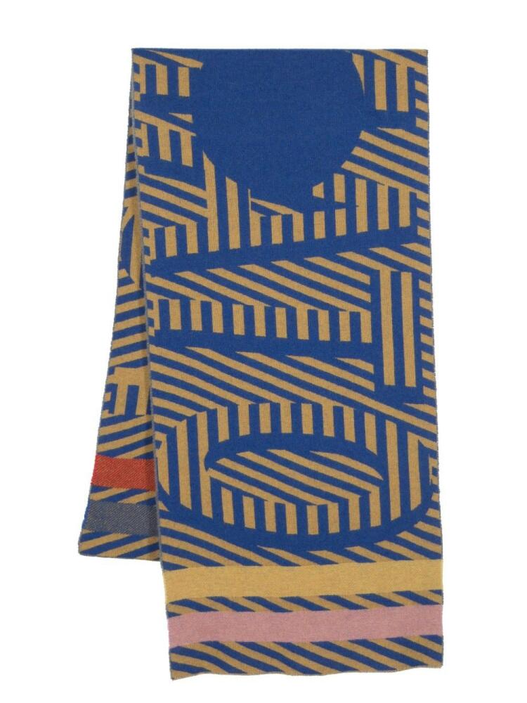 Henrik Vibskov Football-printed wool scarf - Blue Cover