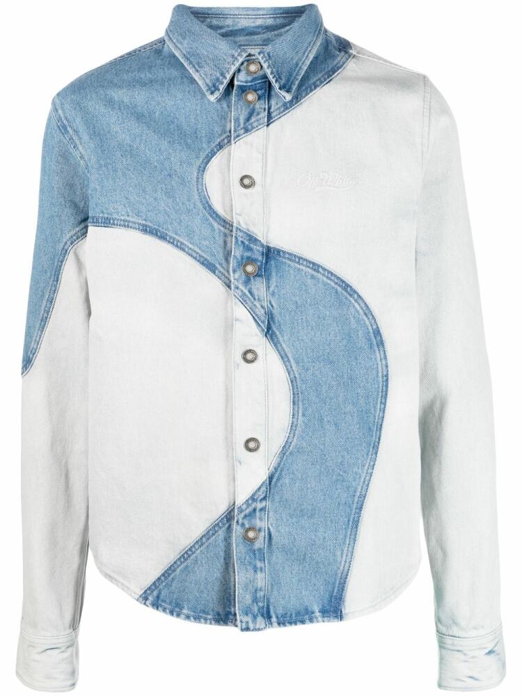 Off-White wave patchwork denim shirt jacket - Blue Cover