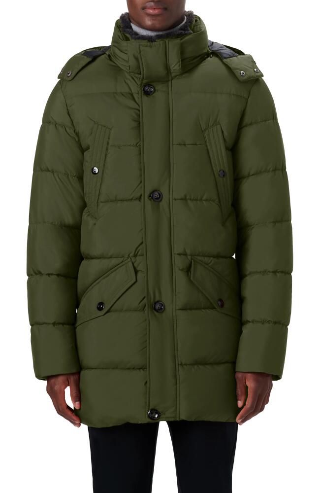 Bugatchi Faux Fur Collar Water Repellent Puffer Coat in Olive Cover