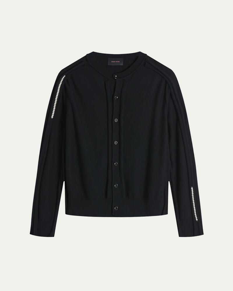 Simone Rocha Men's Wool Cardigan with Pearly Embellishment Cover