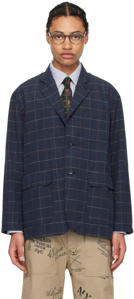 Engineered Garments Navy Check Blazer Cover