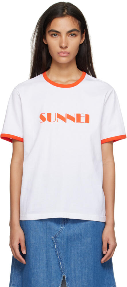 SUNNEI SSENSE Exclusive Off-White & Red T-Shirt Cover