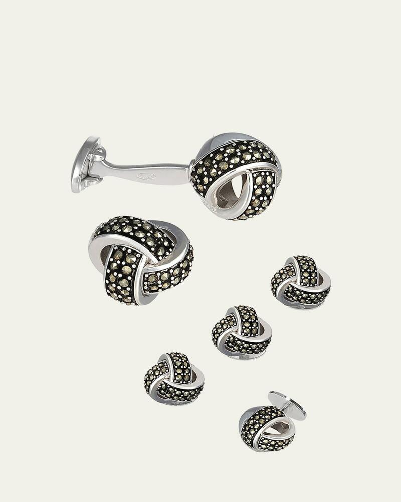 Jan Leslie Marcasite Knot Cufflinks %26 Studs Set Cover