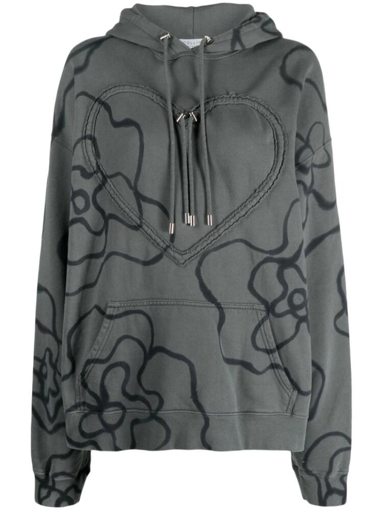 Collina Strada Heart rose-print cotton hoodie - Black Cover