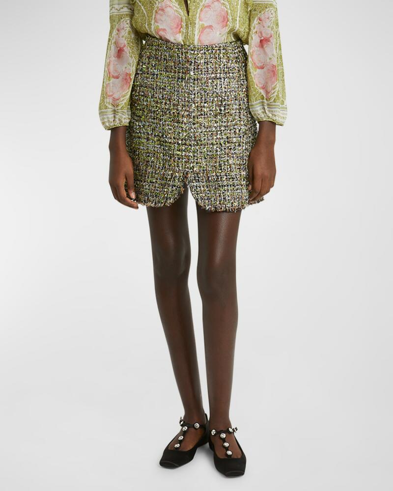 Giambattista Valli Metallic Eyelash Tweed Mini Skirt Cover