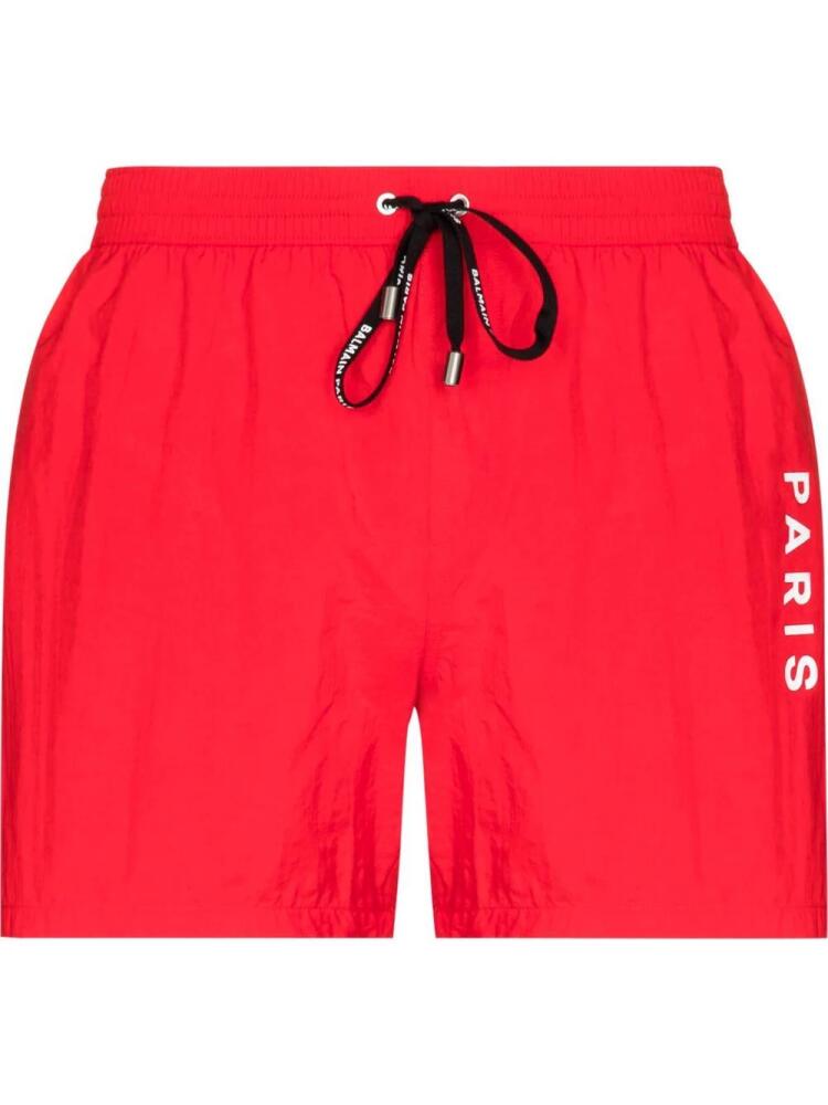 Balmain logo-print swim shorts - Red Cover