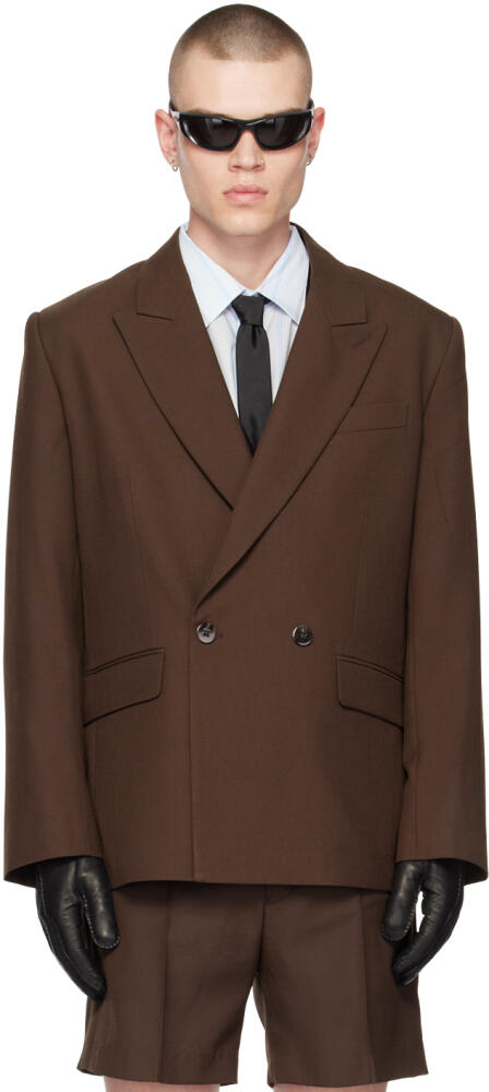 Ernest W. Baker Brown Double-Breasted Blazer Cover