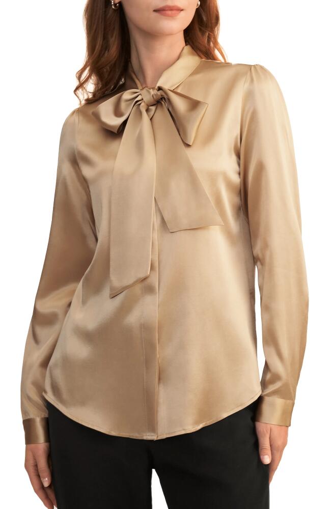 Lilysilk Bow-tie Neck Silk Blouse in Light Camel Cover