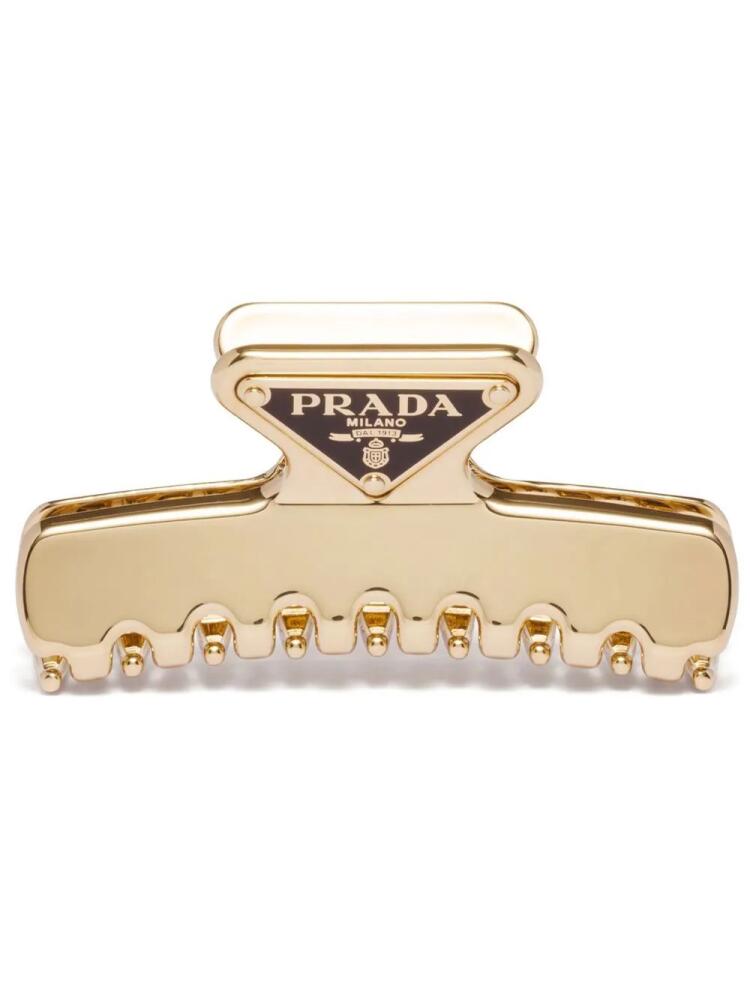 Prada triangle-logo hair clip - Gold Cover