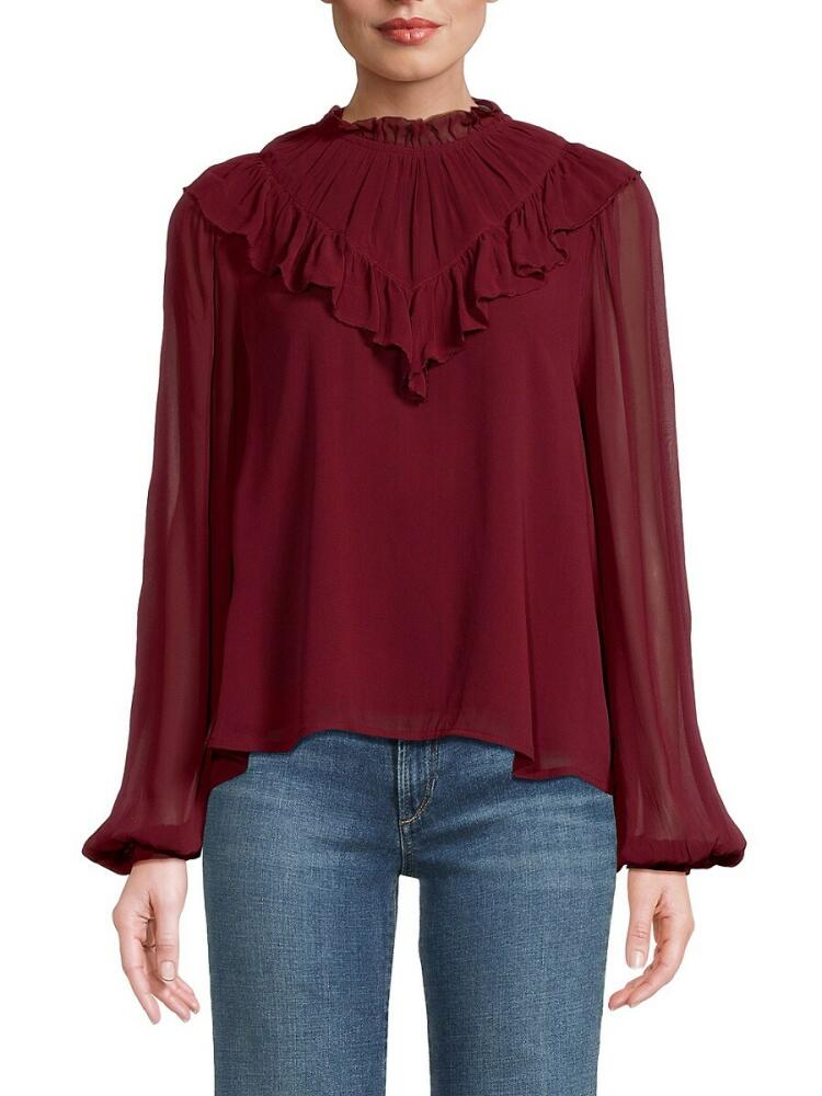 Joe's Jeans Women's The Bailey Pleated Blouse - Bordeuax Cover