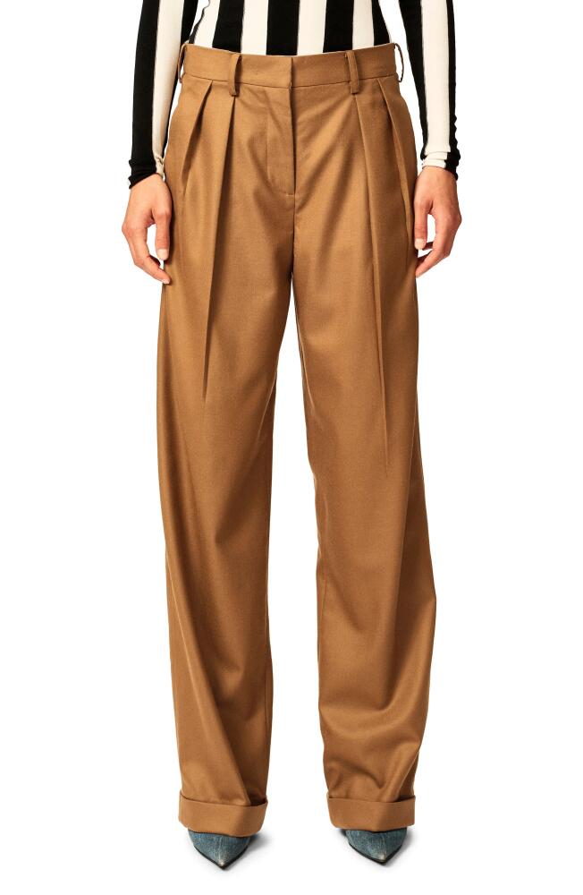 Interior The Smith Pleated Wool Blend Pants in Caramel Cover