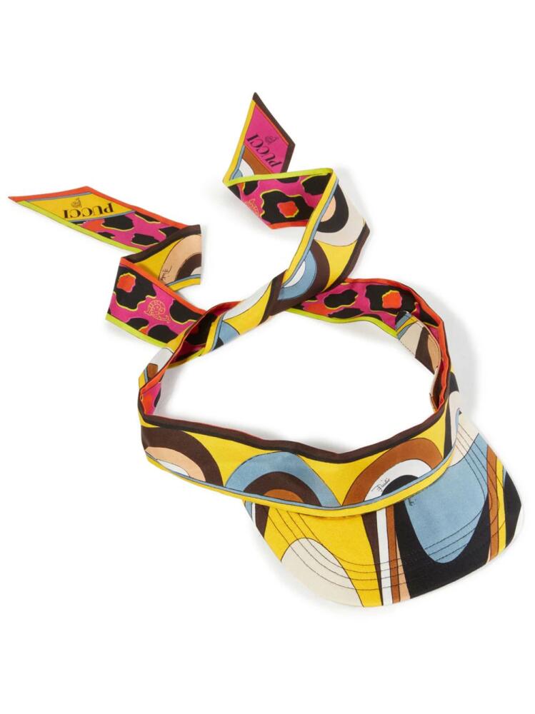 PUCCI abstract-print silk visor hat - Yellow Cover