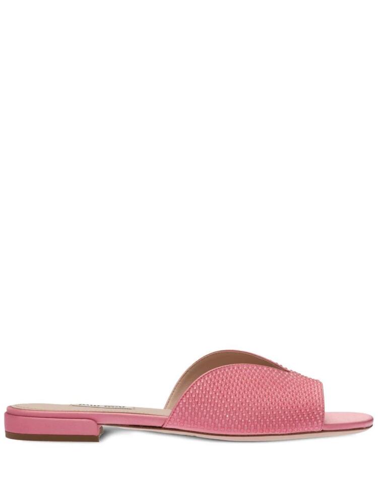 Miu Miu crystal-embellished satin sandals - Pink Cover