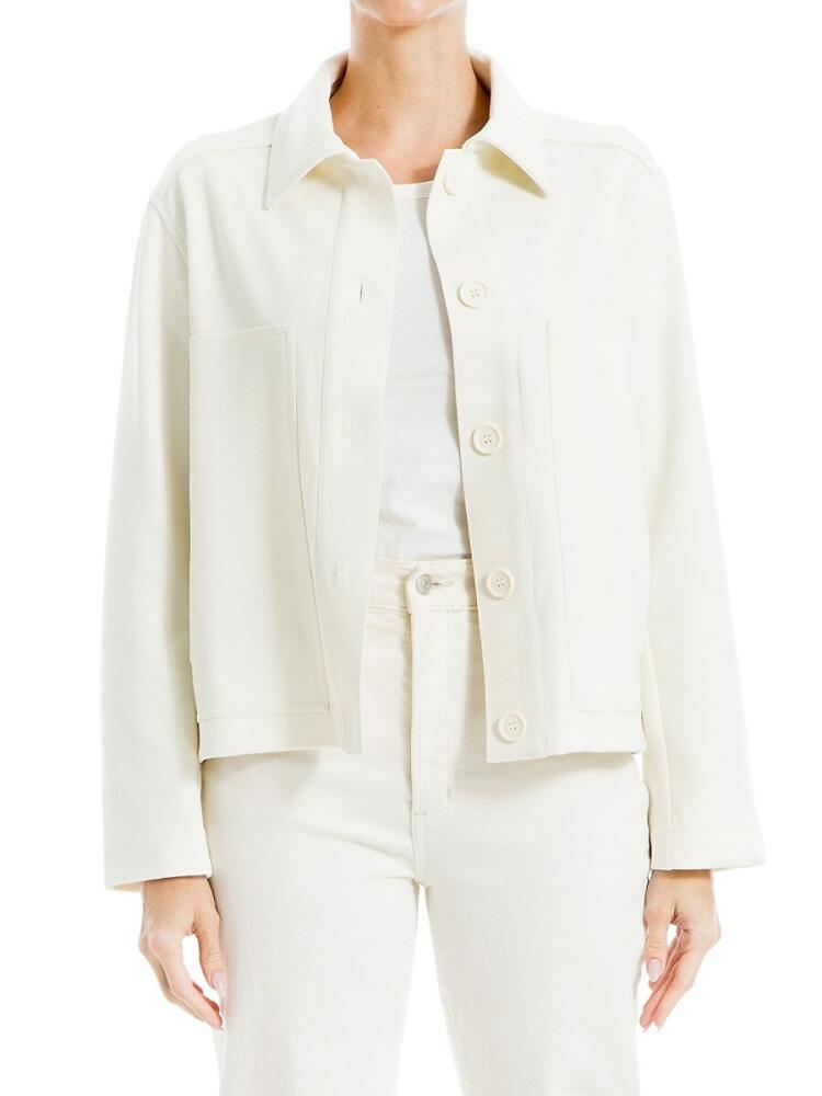 Max Studio Women's Solid Twill Knit Jacket - Ivory Cover