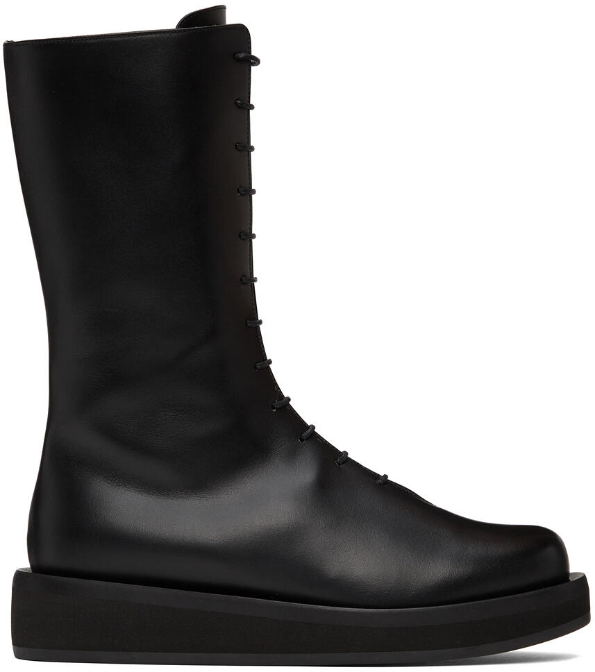 NEOUS Black Leather Spika Mid-Calf Boots Cover