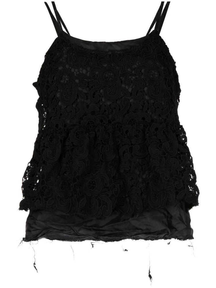 Comme Des Garçons Comme Des Garçons lace-detail layered top - Black Cover