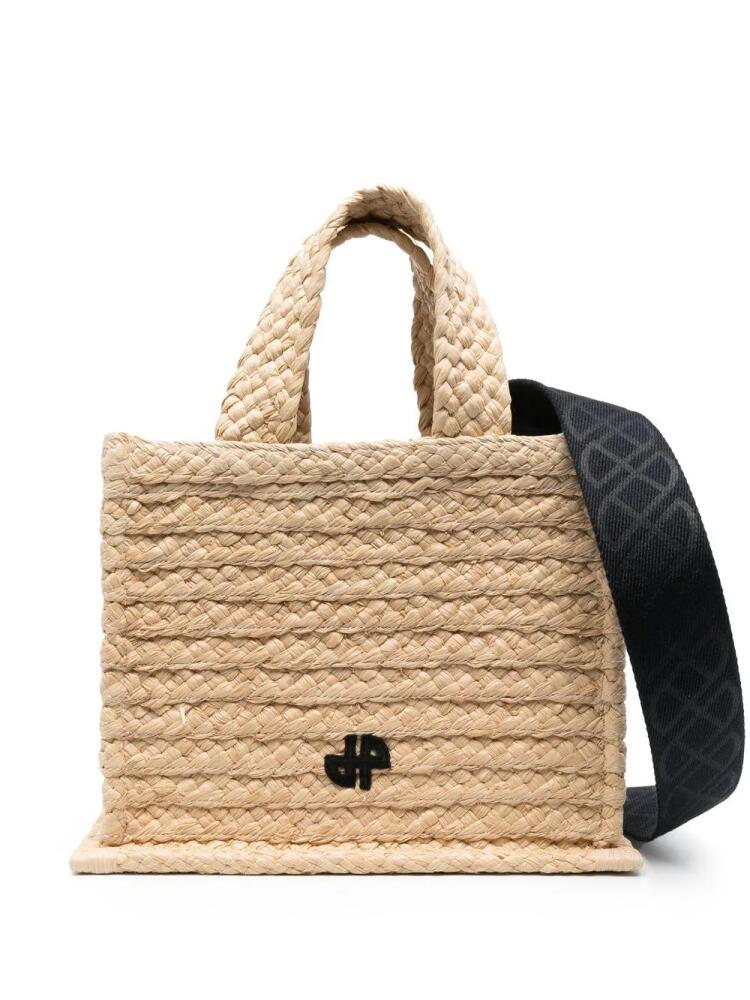 Patou small JP raffia tote bag - Neutrals Cover