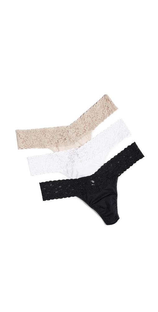 Hanky Panky Low Rise Cotton Thong 3 Pack Black/White/Chai Cover