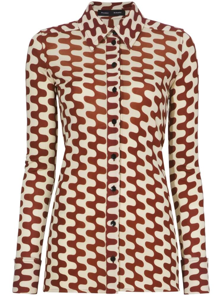 Proenza Schouler geometric-print long-sleeve shirt - Brown Cover