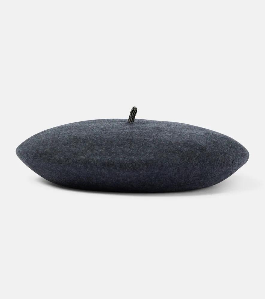 Brunello Cucinelli Embellished wool knit beret Cover