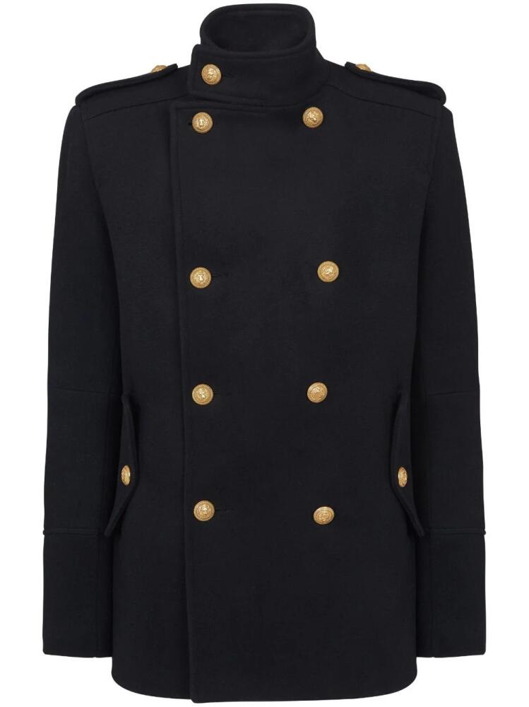 Balmain double-breasted wool peacoat - Black Cover