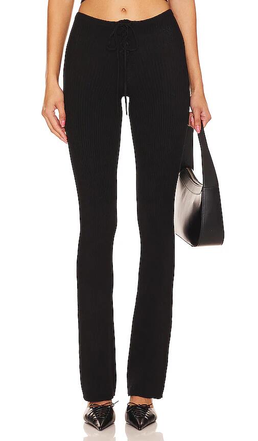 Camila Coelho Artemis Lace Up Knit Pant in Black Cover