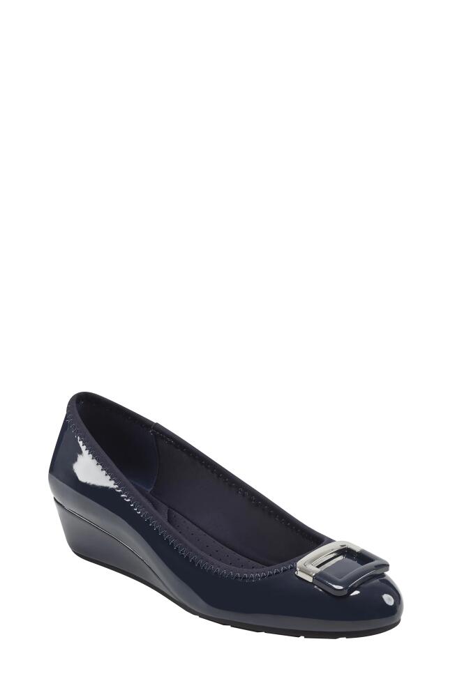 Bandolino Wedge Pump in Navy Blue Patent Cover