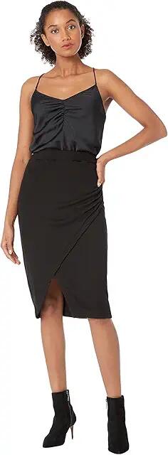 MONROW Sheer Wrap Skirt (Black) Women's Skirt Cover