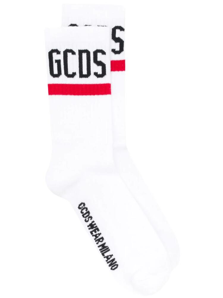 GCDS ribbed contrast logo socks - White Cover