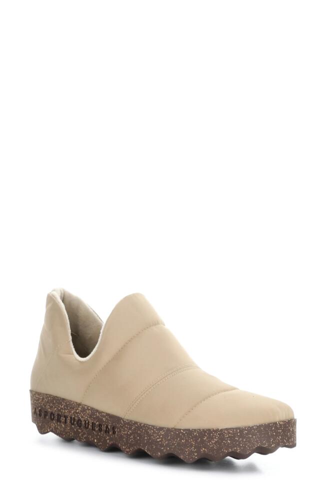 Asportuguesas by Fly London Crus Quilted Slip-On Sneaker in Taupe Nylon Cover