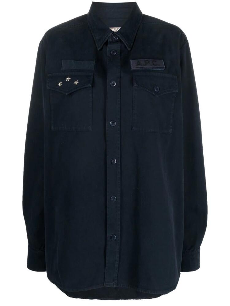 A.P.C. stud-embellished long-sleeve jacket - Blue Cover